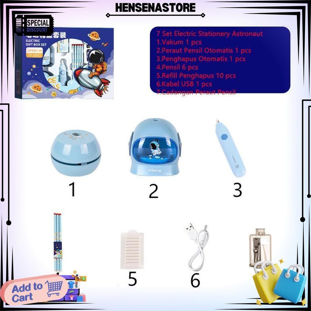 

Loooopy Electric Stationery Set / Set Alat Tulis Elektronik Rautan Penghapus Vacuum Pencil 11 In 1/Set Alat Tulis Elektronik Belajar Anak Perempuan Kado D Best Seller