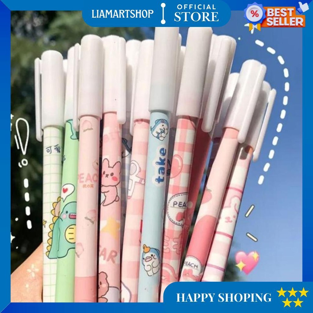 

12 Pcs Bolpen Gel Hapus Tinta Hitam D Cod