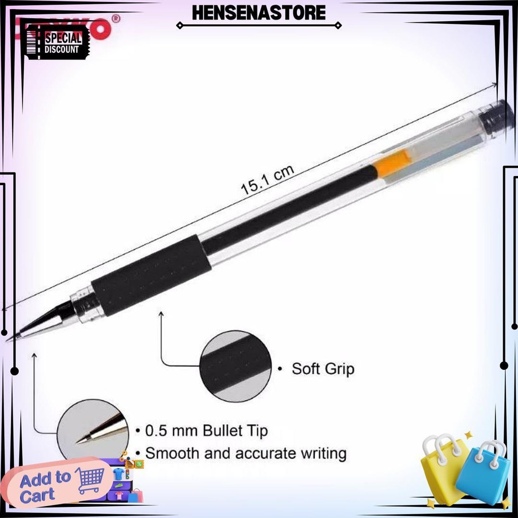 

(12Pc) Gel Pen Pulpen Pena Joyko Jk-100 Black 0.5 Mm/Pen Joyko D Termurah
