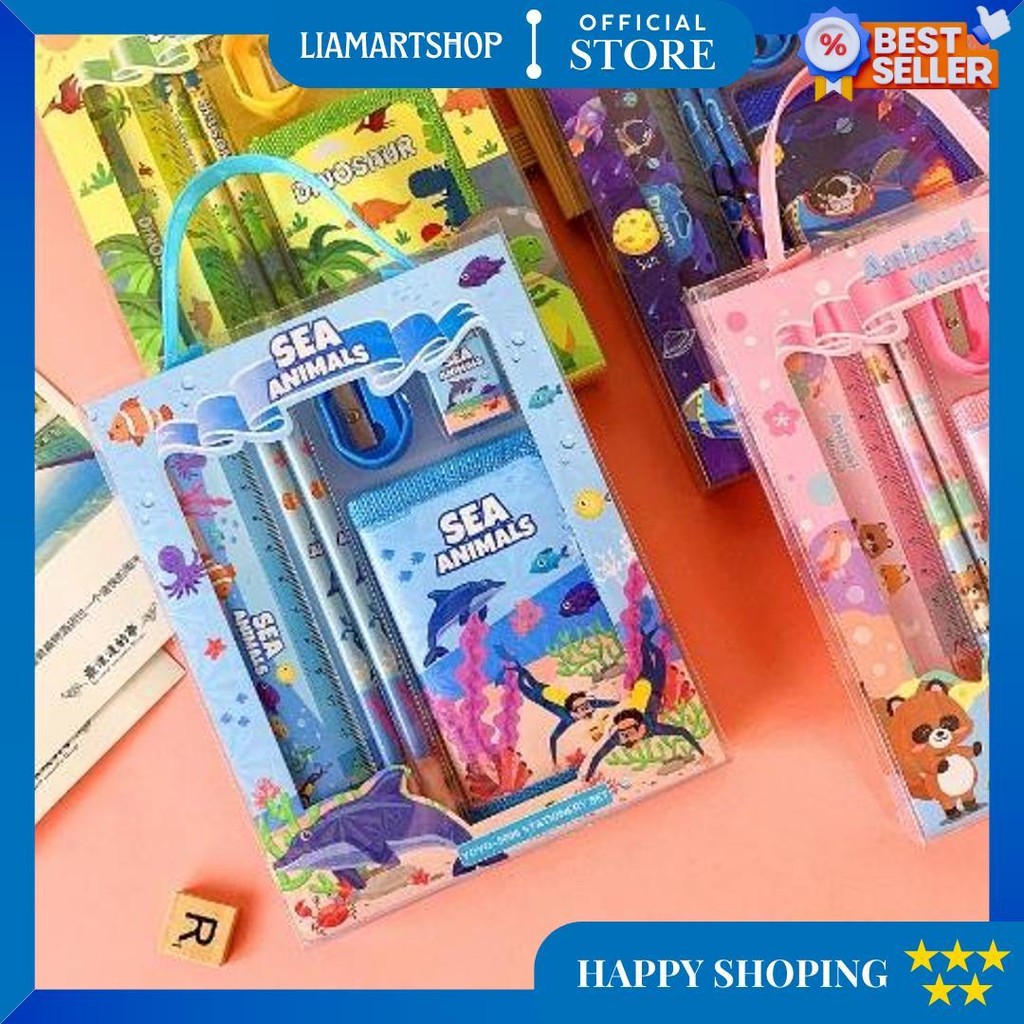 

Kings - S5926 Stationery Set / Alat Tulis Set 6 In 1 Hadiah Souvenir / Paket Alat Tulis + Dompet Anak / Alat Tulis Set Karakter D Cod
