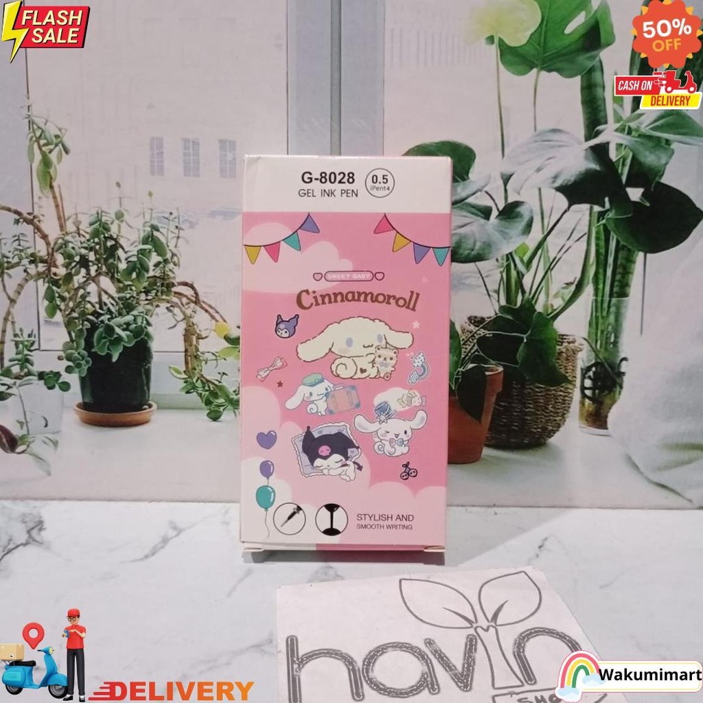 

(12Pc) Pen Gel Motif Kuromi Sanrio Cinnamoroll Pena Ballpen Ipen Labubu D Promo Puncak