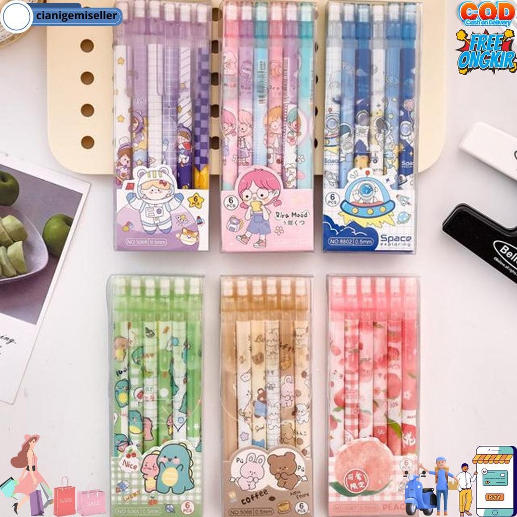 

1 Set 6Pcs Pensil Mekanik 0.5 Mm Dan Penghapus Gambar Kartun Lucu / Pensil Mekanik Karakter Kartun D Promo 4.4
