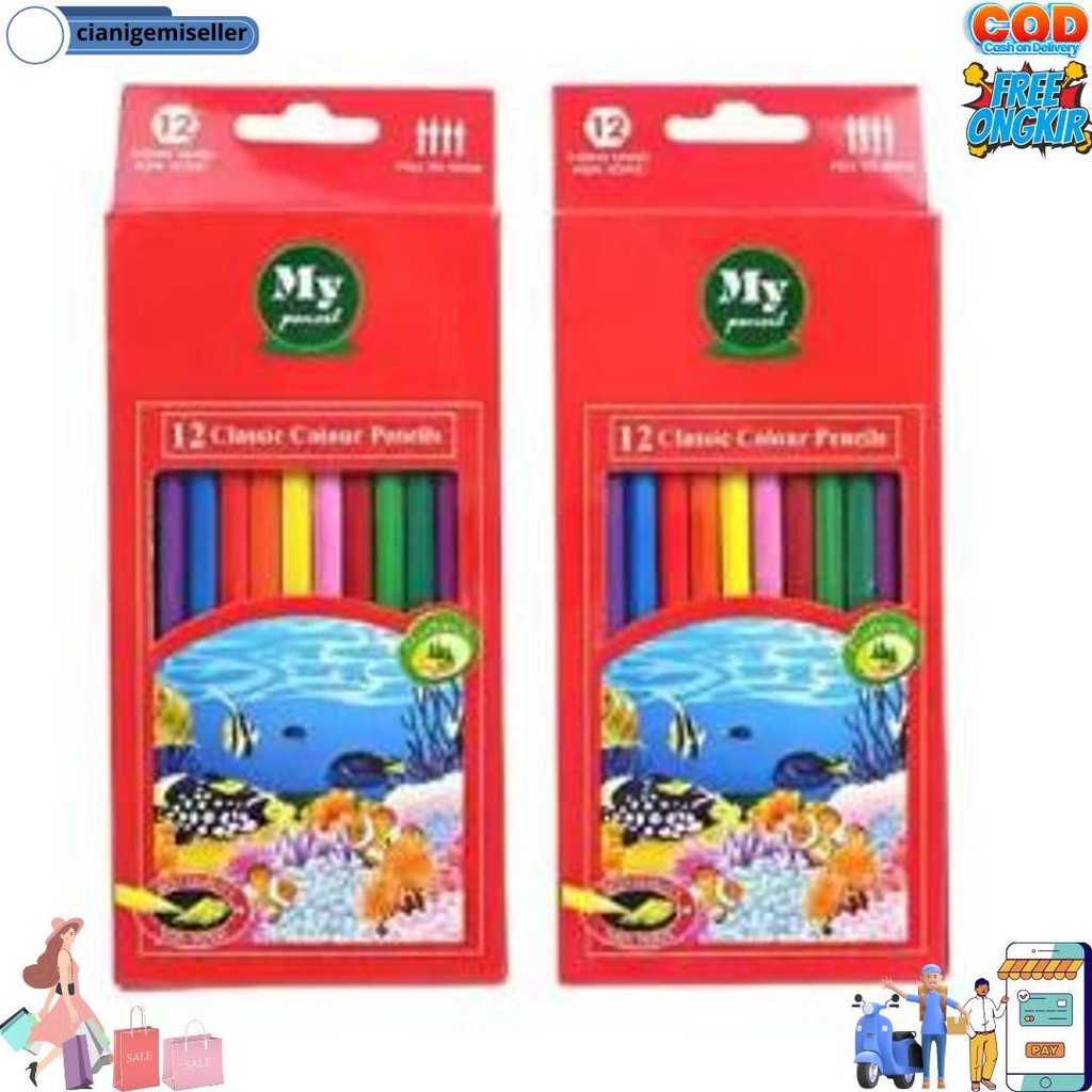 

Pensil 12 Warna Panjang My Pencil / Color Pencil Paper Box Classic / Coloring Set Anak Anak D Promo Puncak
