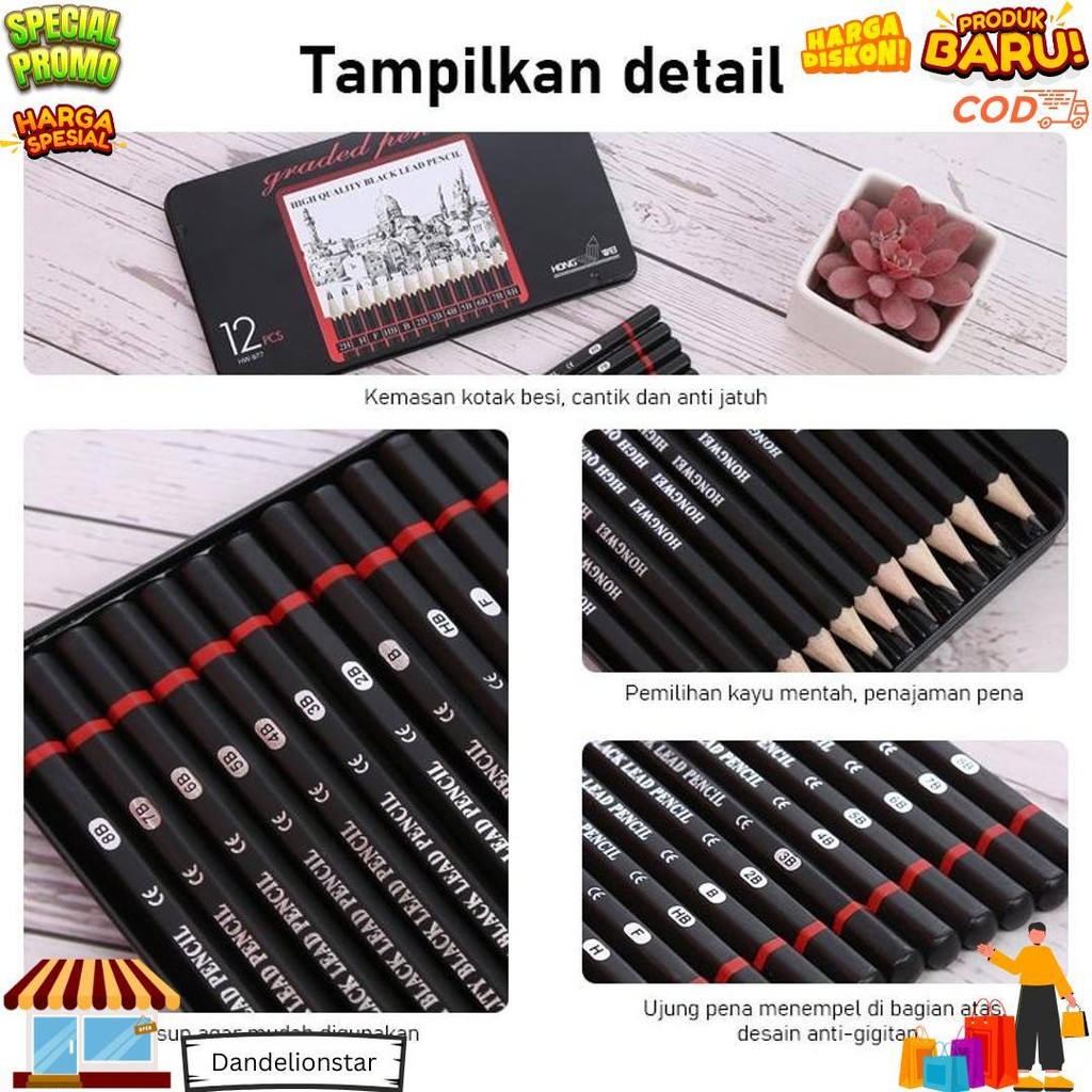 

12 Pcs Pensil Gambar Sketsa Set Lengkap 2H H F B Hb 2B 3B 4B 5B 6B 7B 8B Charcoal Pensil Set D Promo Puncak