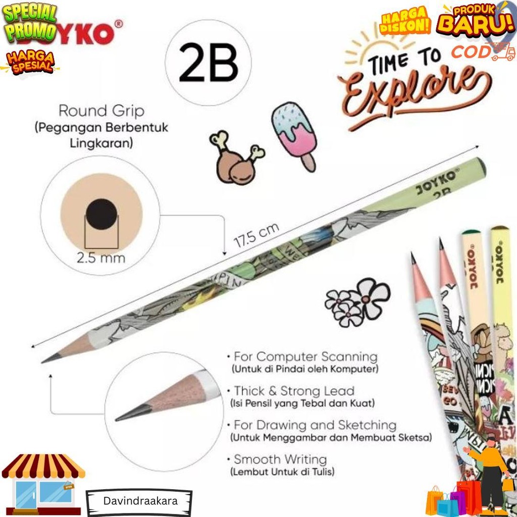 

Pensil Pencil Joyko P-8128 2B 1 Box 12 Pcs D Best Seller