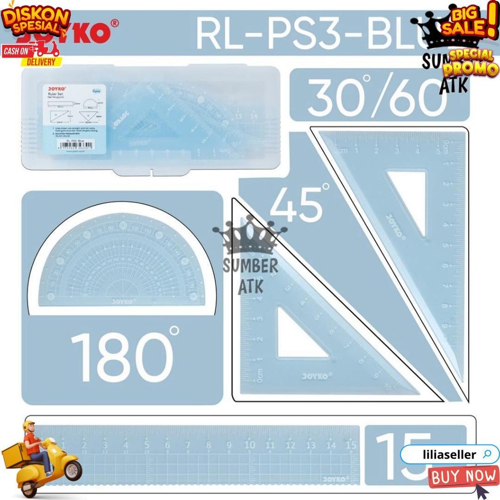 

Ruler Penggaris Joyko Rl-Ps3 1 Set 4 Pcs Pastel Color D Terlaris
