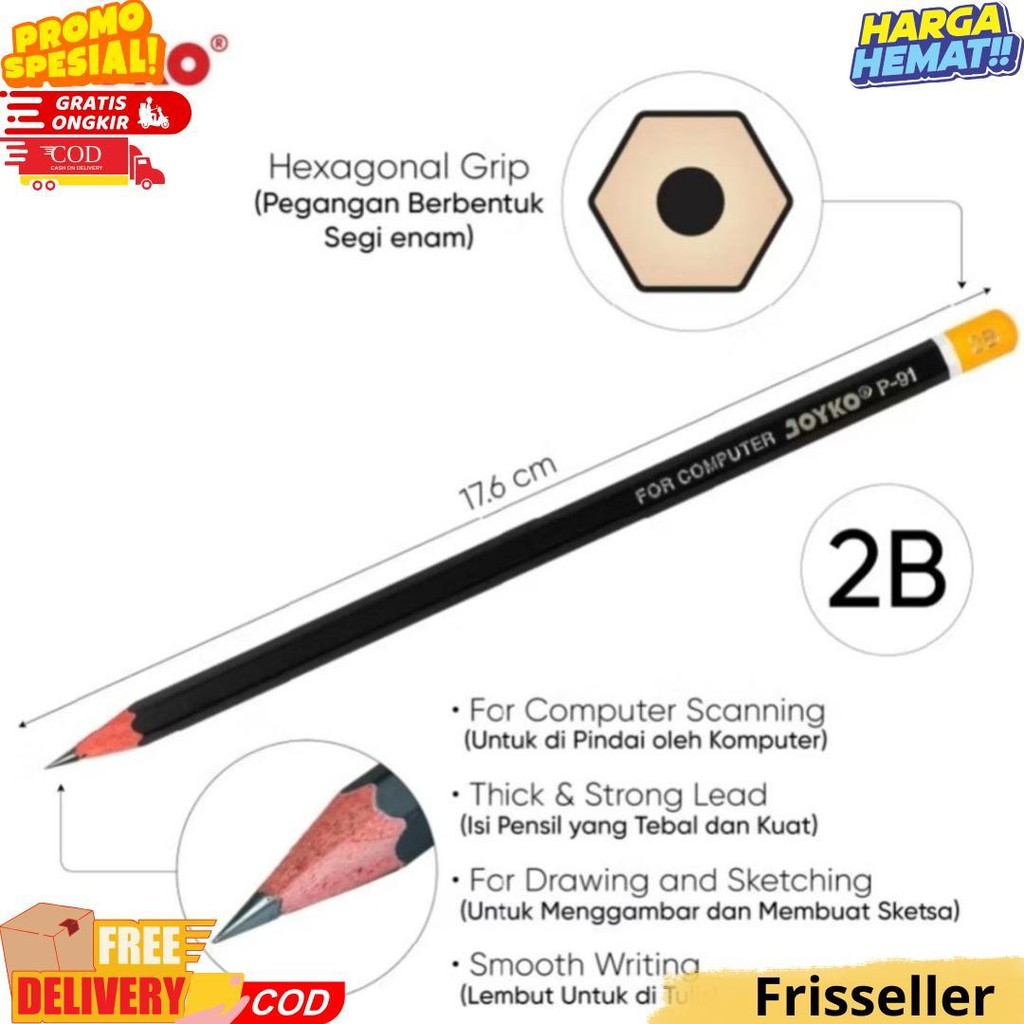 

[Lusin] Pensil Joyko 2B P-91 Isi 12 Pcs D Promo Puncak