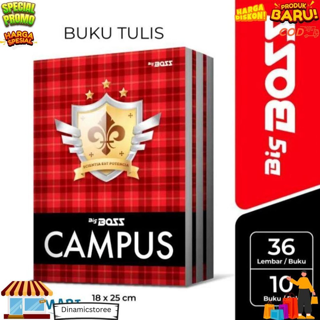 

(1Pak Isi 10Pcs)Big Boss Buku Tulis 36 Lembar / Buku Tulis Big Boss 36 Lembar 1 Pak Isi 10 Buku D Cod