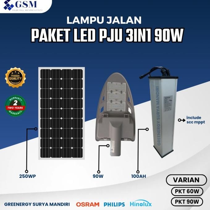 Grosir Paket Lampu Jalan 60W 90W Pjuts Osram Paket Pjuts Lampu Jalan+ Lifepo4