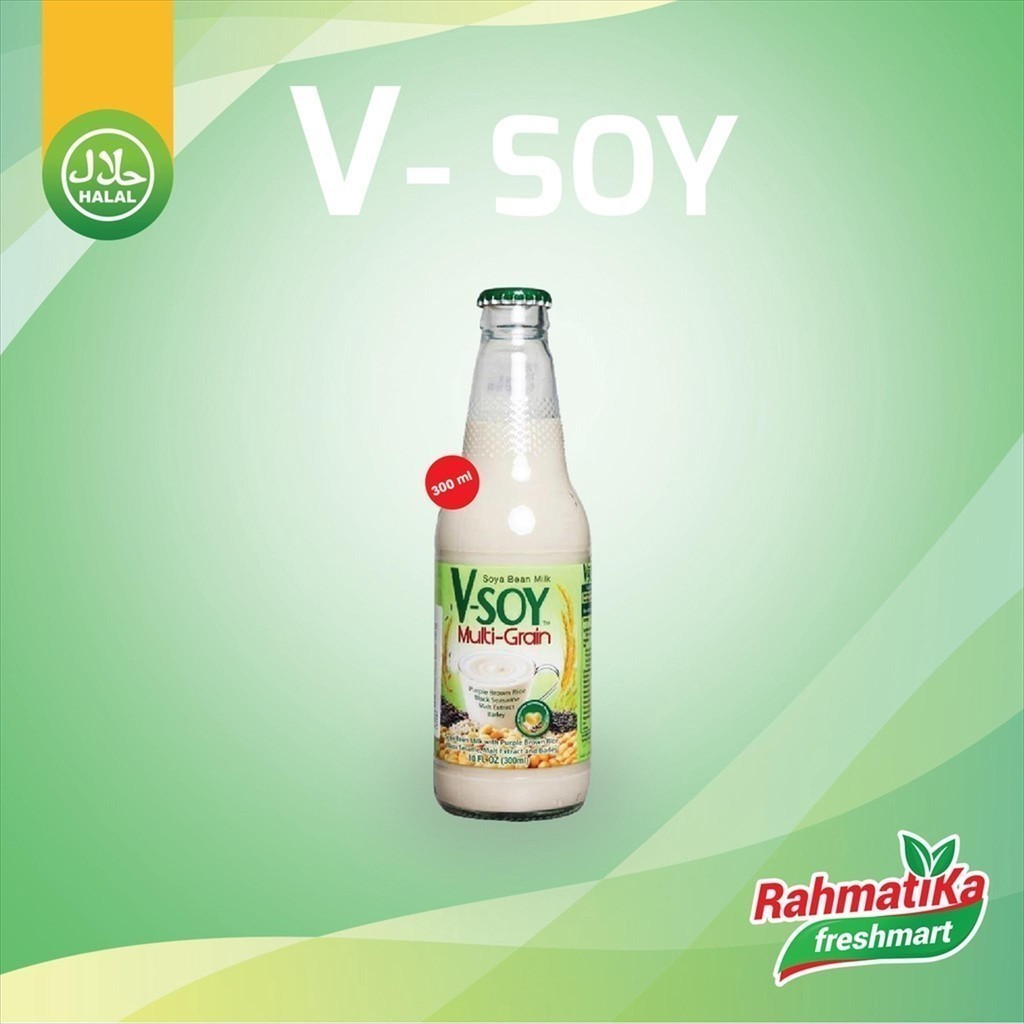 

Vsoy Multi Grain Susu Kedelai / V-Soy Soya Bean Milk Botol 300 ml