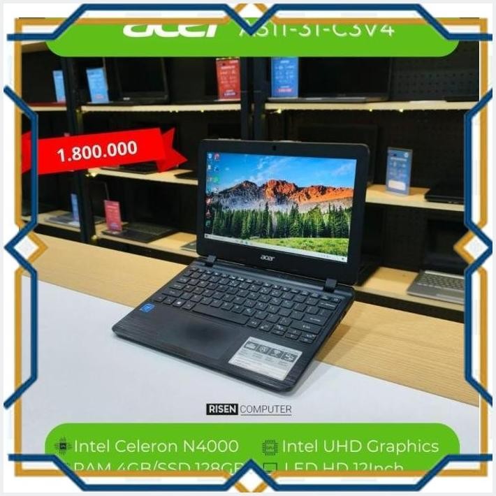 [SLS] LAPTOP SECOND BERKUALITAS ACER A311-31-C3V4 INTEL CELERON N4000 RAM 4GB SSD 128GB 12INCH NOTEB
