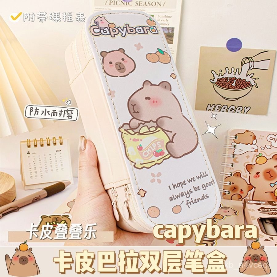 

Capabala Double Layer Pencil Case Good-looking Large Capacity Stationery Storage Box Cartoon Pencil Box Elementary School Pencil Case DIA7