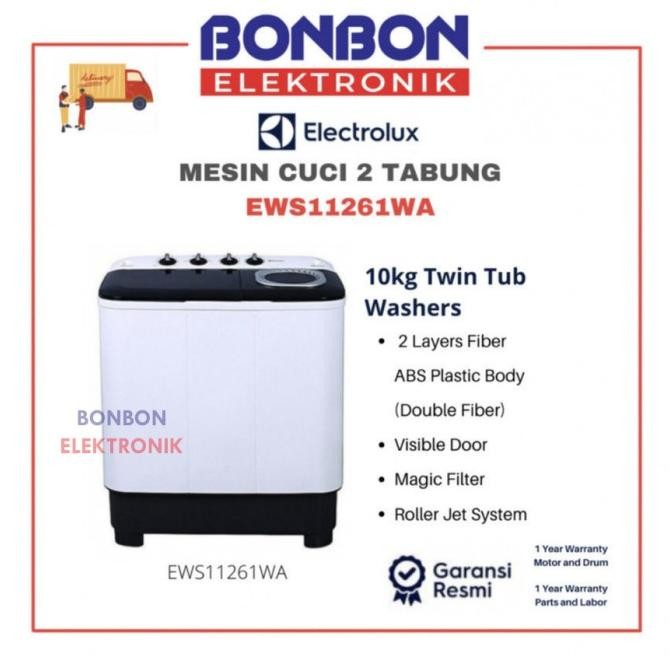 Murah Electrolux Mesin Cuci 2 Tabung 10KG EWS11261WA / EWS 11261 WA /11261WA Non COD