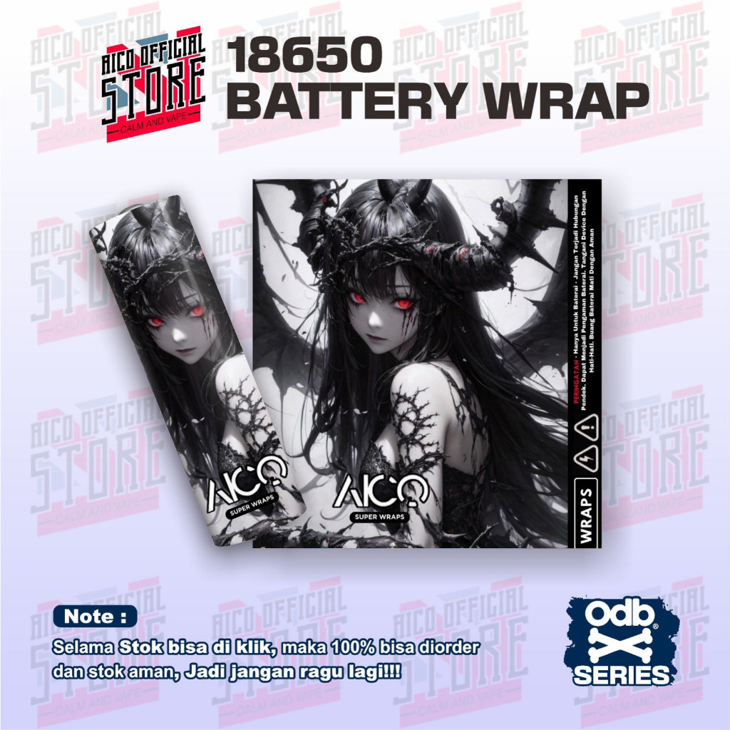 

*PromoGet2* Pelindung Dan Pengaman Baterai Wraps 18650 Aico Superwraps Anime Waifu Dark Devils Untuk Melindungi Mneghias Agar Awet 50 Stiker Garskin HP/Case Custom COD