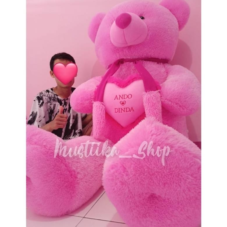 IK69 Boneka Beruang Teddy Bear Super-Super Jumbo SNI Warna Crem Tinggi 1,6 meter Costum Ukir Nama Mu
