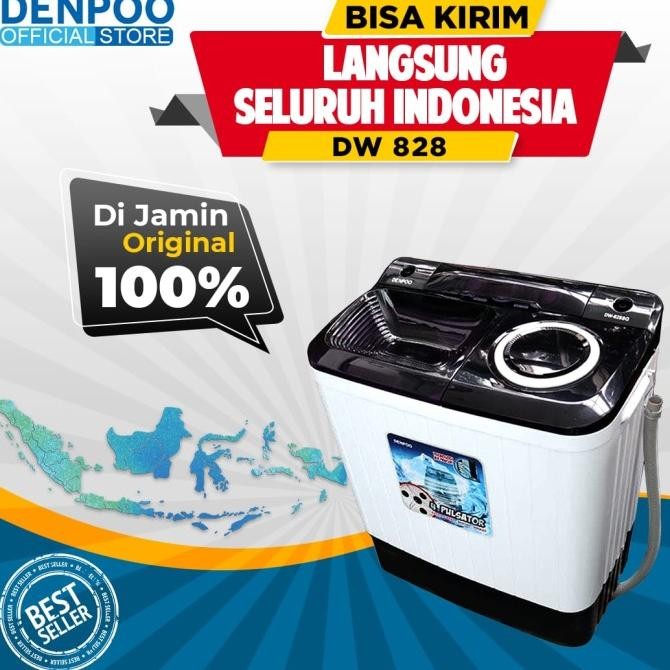 Murah Denpoo Mesin Cuci 2 Tabung DW 828 hemat listrik Non COD