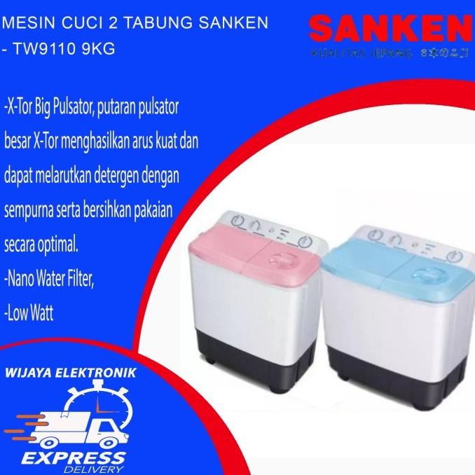 Murah MESIN  CUCI SANKEN  TW-9110 2 TABUNG TW 9110 Non COD