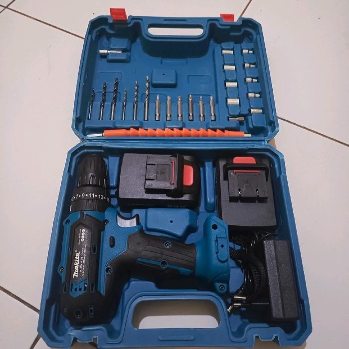 MAKITA IMPACT 86B 88V Mesin Bor 2 Battery Cas 10mm Bor Listrik Murah Bor tangan Baterai Besi Tembok 