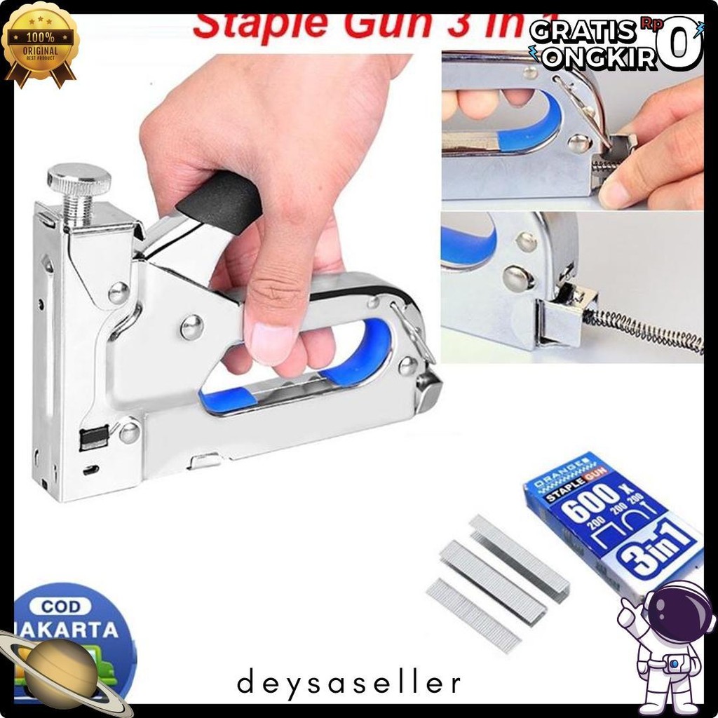 

Staples Gun Tacker Mollar 3 In 1 / Staple Jok Tembak Hekter 3 Way Dapat 3 Jenis Paku/3 In 1 Staples Gun Tacker Mollar Terlaris! Produk Ini Banyak Dicari