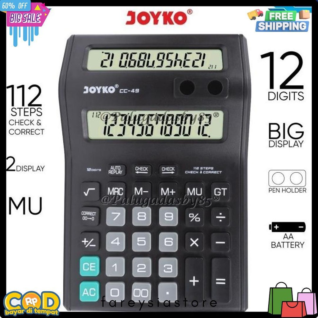

Kalkulator Joyko Cc-49 12 Digits 2 Display (1 Biji) / Calculator Joyko Cc-49 / Joyko Cc 49 / Cc49 Terlengkap Dan Termurah