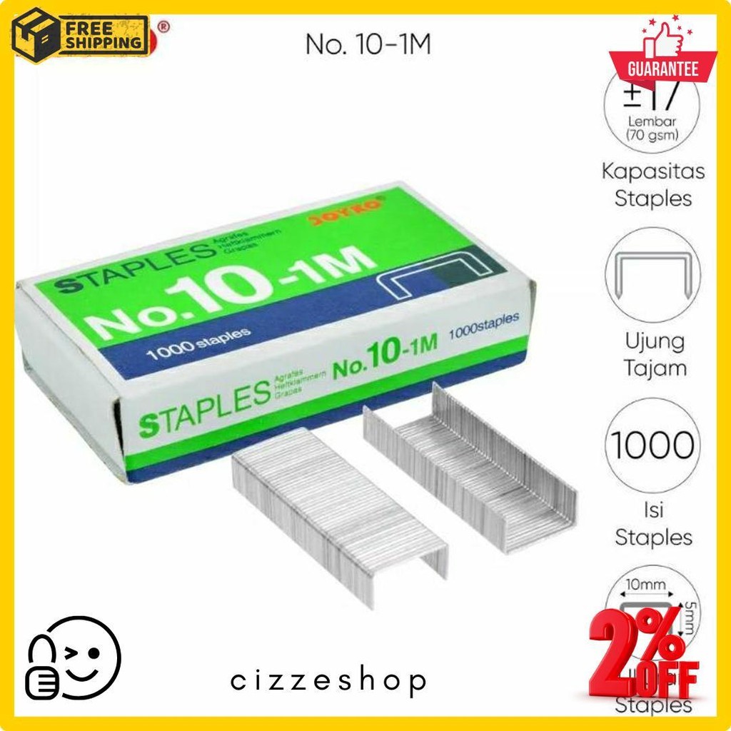 

( 1 Dus = 20 Pak Kecil ) 10-1M Staples Steples Isi Stapler Stepler Neces Joyko No. 10 - 1M Kecil Diskon Setengah Harga