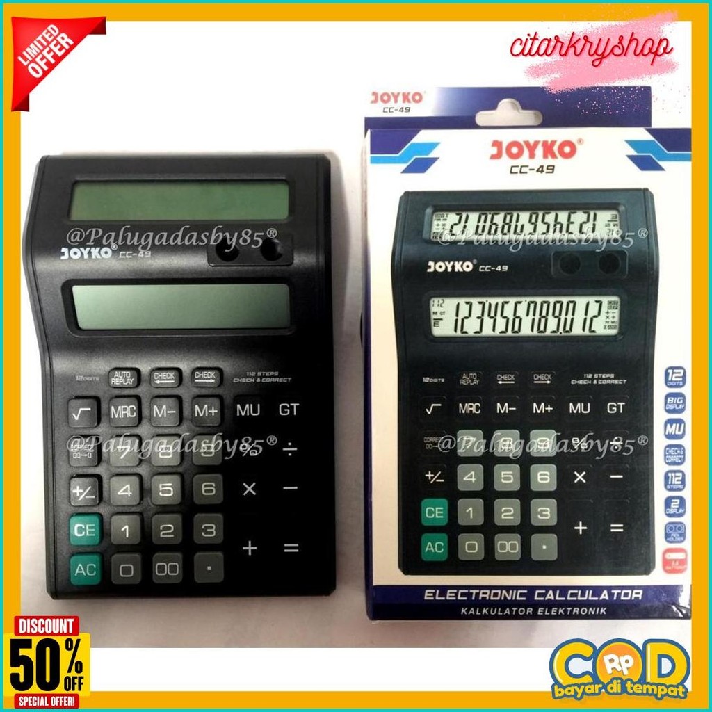 

Kalkulator Joyko Cc-49 12 Digits 2 Display (1 Biji) / Calculator Joyko Cc-49 / Joyko Cc 49 / Cc49 Diskon