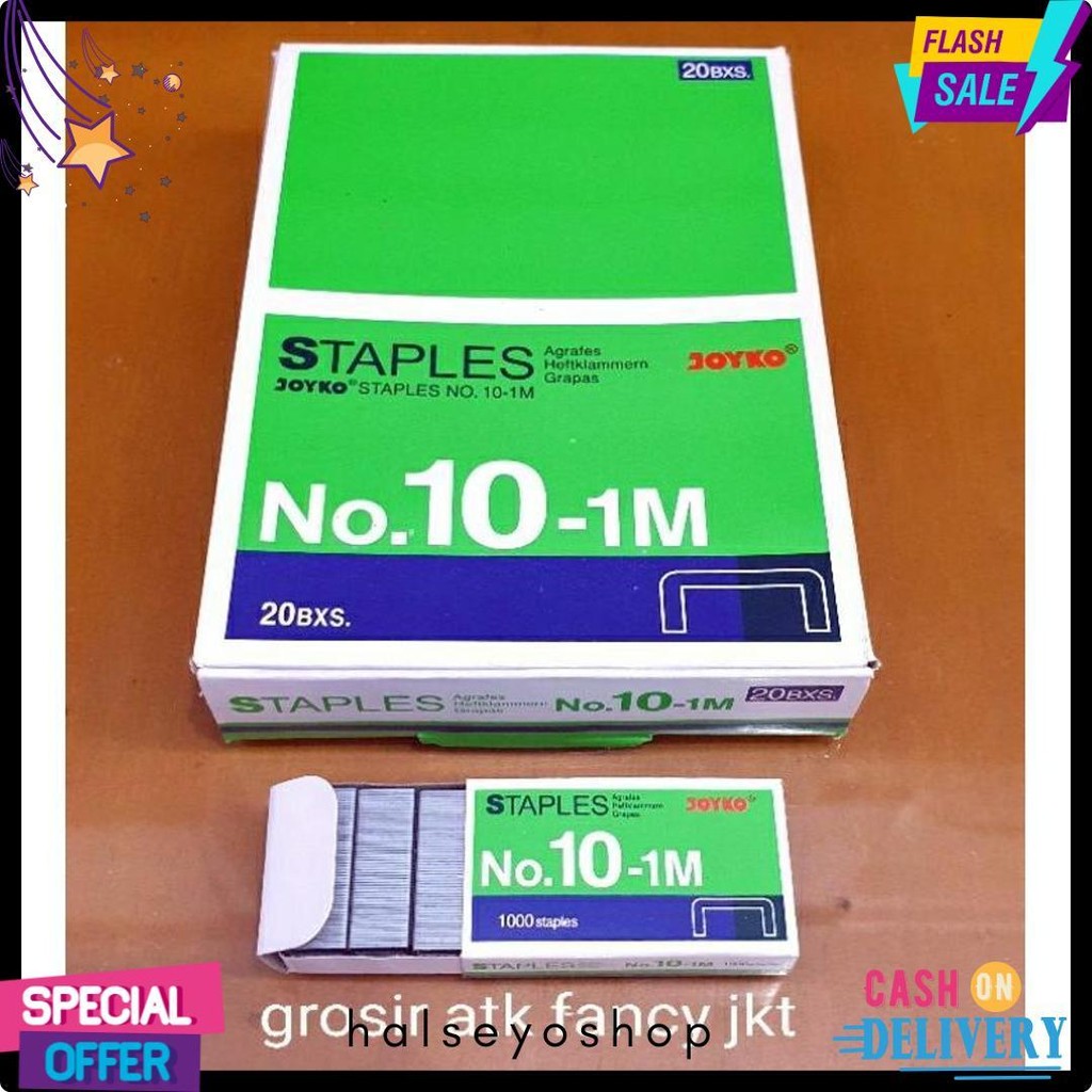 

( 1 Dus = 20 Pak Kecil ) 10-1M Staples Steples Isi Stapler Stepler Neces Joyko No. 10 - 1M Kecil Diskon Setengah Harga