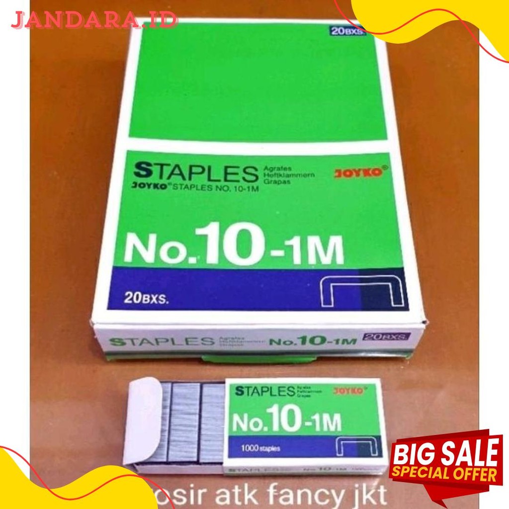 

( 1 Dus = 20 Pak Kecil ) 10-1M Staples Steples Isi Stapler Stepler Neces Joyko No. 10 - 1M Kecil Terlaris! Produk Ini Banyak Dicari