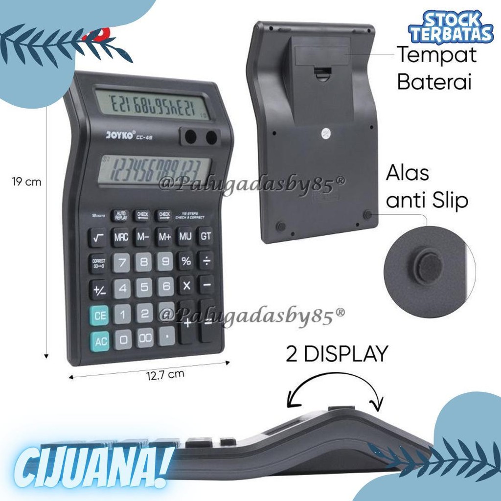 

Kalkulator Joyko Cc-49 12 Digits 2 Display (1 Biji) / Calculator Joyko Cc-49 / Joyko Cc 49 / Cc49 Terlengkap Dan Termurah