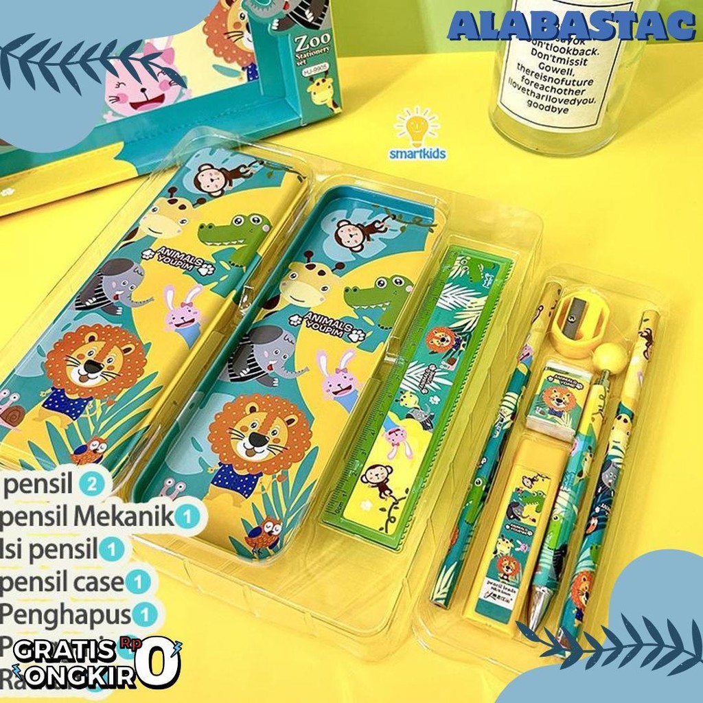 

Alat Tulis Set Paket Komplit 7 In 1 / Stationery Complete Lengkap / Kotak Pensil Anak / Souvenir Hadiah Kado / Sekolah Karakter Kartun Lucu Animal Hewan / Perlengkapan Tulis / Tempat Pensil Terlaris! Produk Ini Banyak Dicari