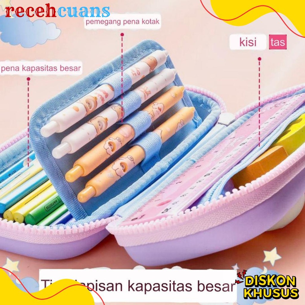

Kotak Pensil 3D Squishy Tempat Pensil Hardcase Waterproof Pencil Case Anak Lucu 2 Tingkat 2 Lapis Diskon Setengah Harga