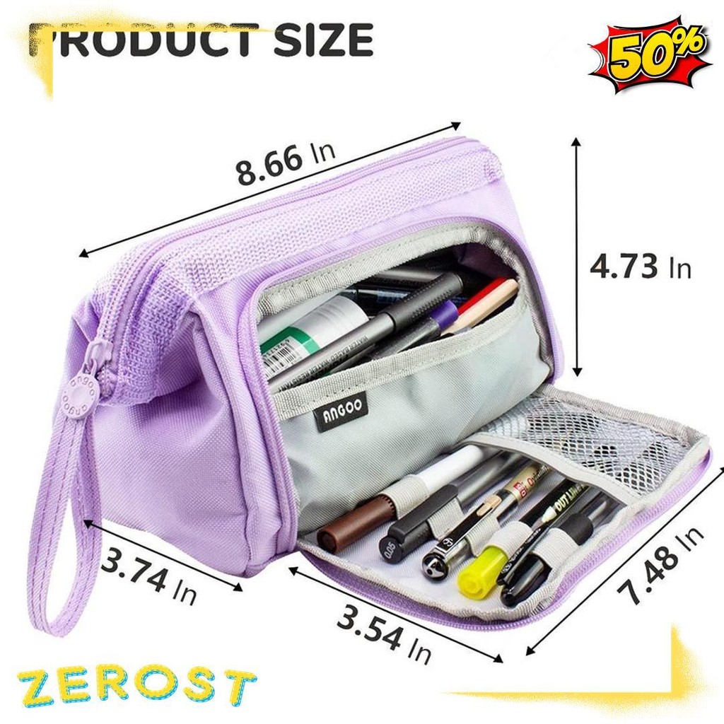 

[Cod] Angoo Super Large Capacity Pencil Case Kawaii Korean Pencil Cases Aesthetic Stationery Office Desk Storage Bag For Girls School Supplies Diskon
