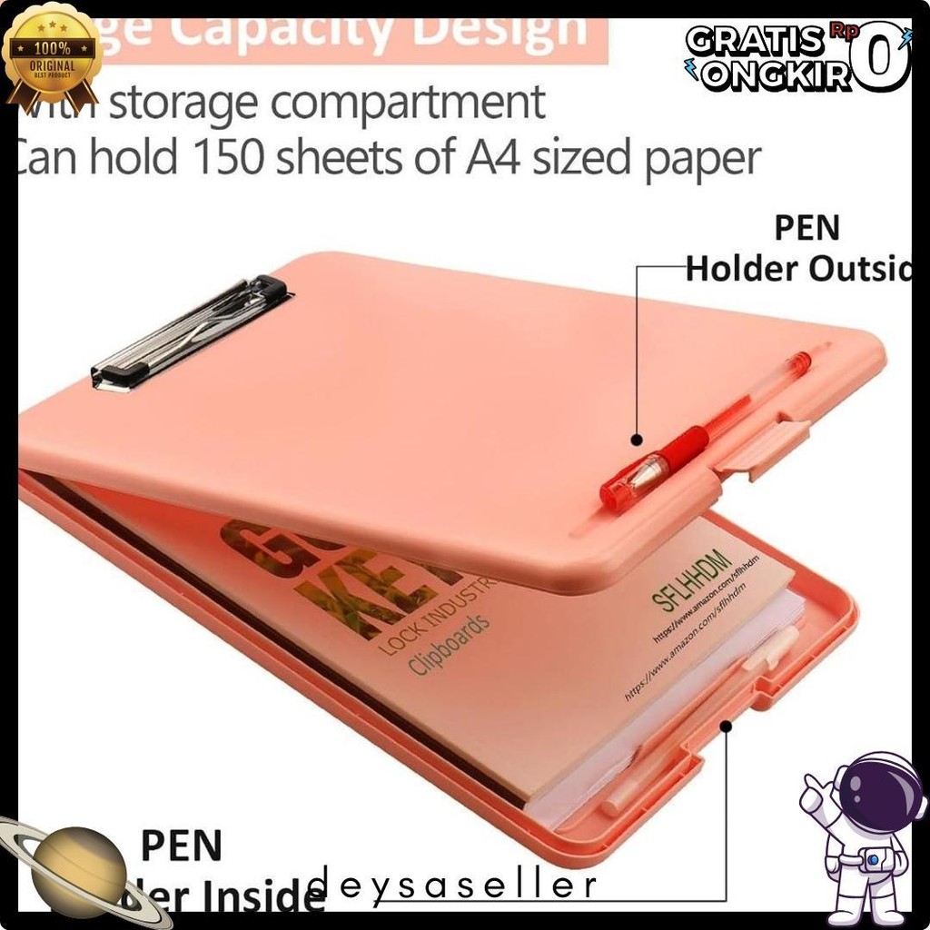

Clipboard + Storage Alas Papan Ujian / Papan Jalan 2In1 / Clipboard 2 In 1 / Clip Board A4 Diskon