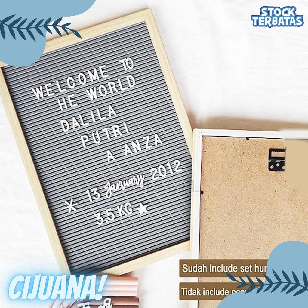 

Letter Board Baby Include Huruf/ Felt Letter Board Set / Letter Board/Papan Nama Bayi /Papan Menu / Dekorasi Rumah Viral 30*40 Cm Diskon