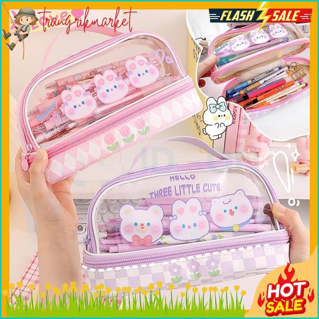 

Idoon Pencil Case Transparan Korea Tempat Pensil Besar Dua Lapis Kotak Pensil Tempat Pola Hewan Lucu Terlaris! Produk Ini Banyak Dicari