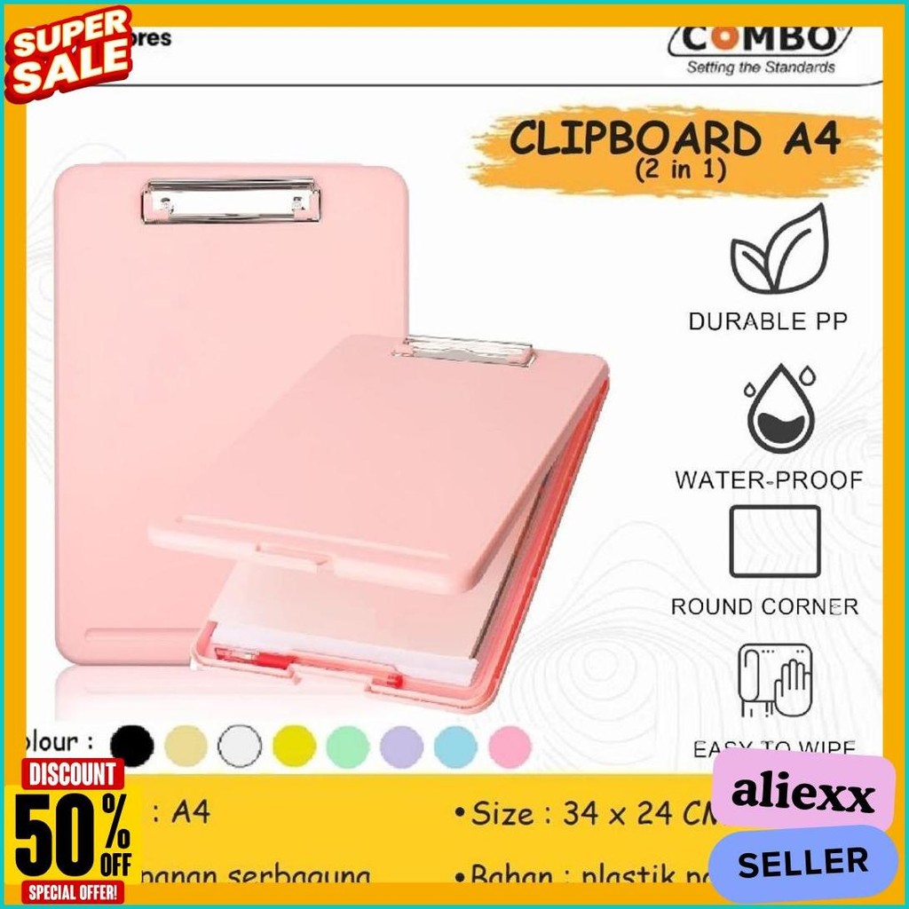 

Clipboard + Storage Alas Papan Ujian / Papan Jalan 2In1 / Clipboard 2 In 1 / Clip Board A4 Terlaris! Produk Ini Banyak Dicari