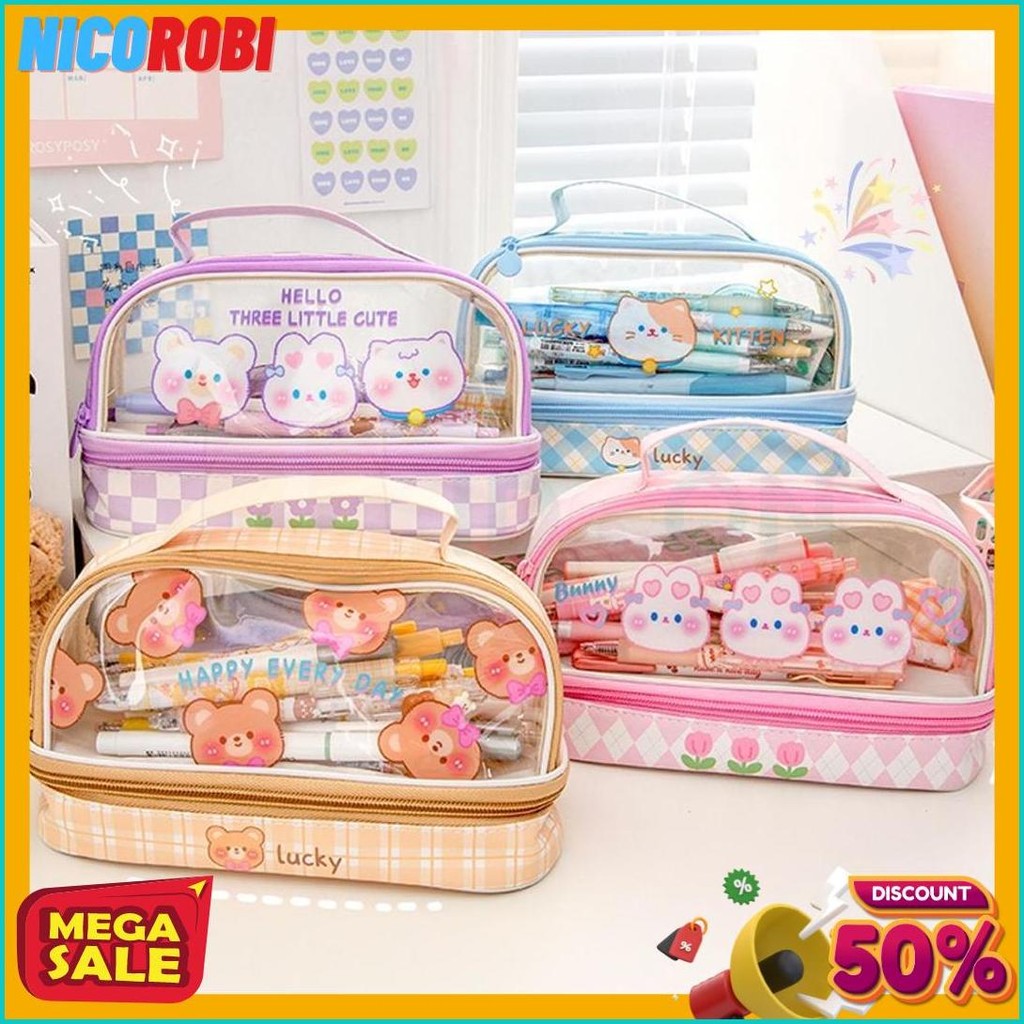 

Idoon Pencil Case Transparan Korea Tempat Pensil Besar Dua Lapis Kotak Pensil Tempat Pola Hewan Lucu Flash Sale! Diskon Hingga 70%