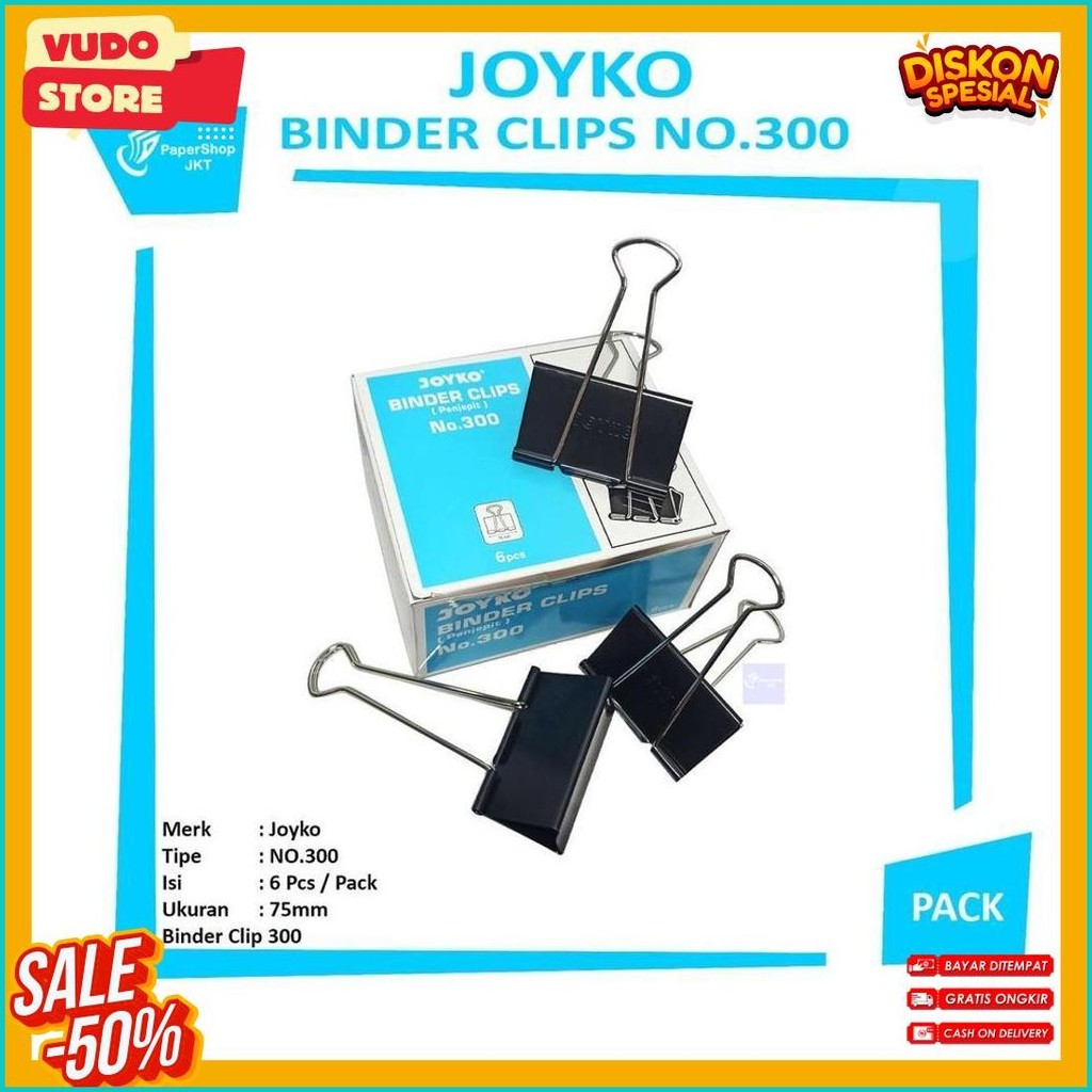 

Joyko - Binder Clip No.300 - Penjepit Kertas - Pack Diskon Setengah Harga