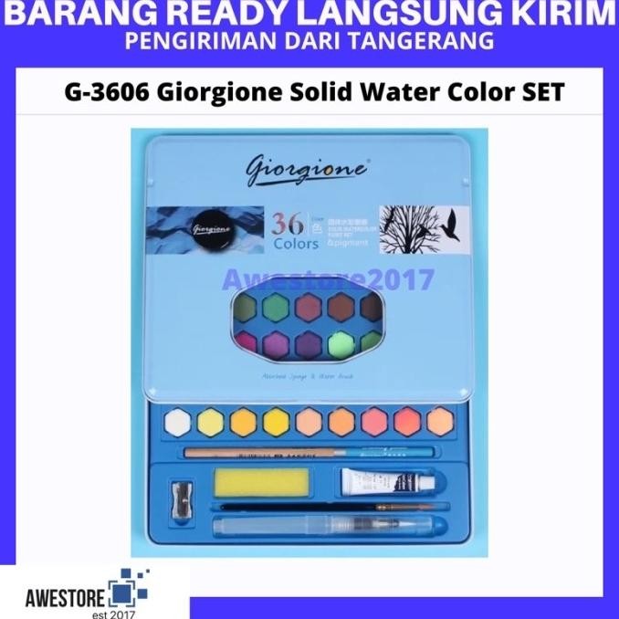 

Baru Giorgione 36 Warna Colors Solid Watercolor Cat Air Box Set Kuas Lukis Premium