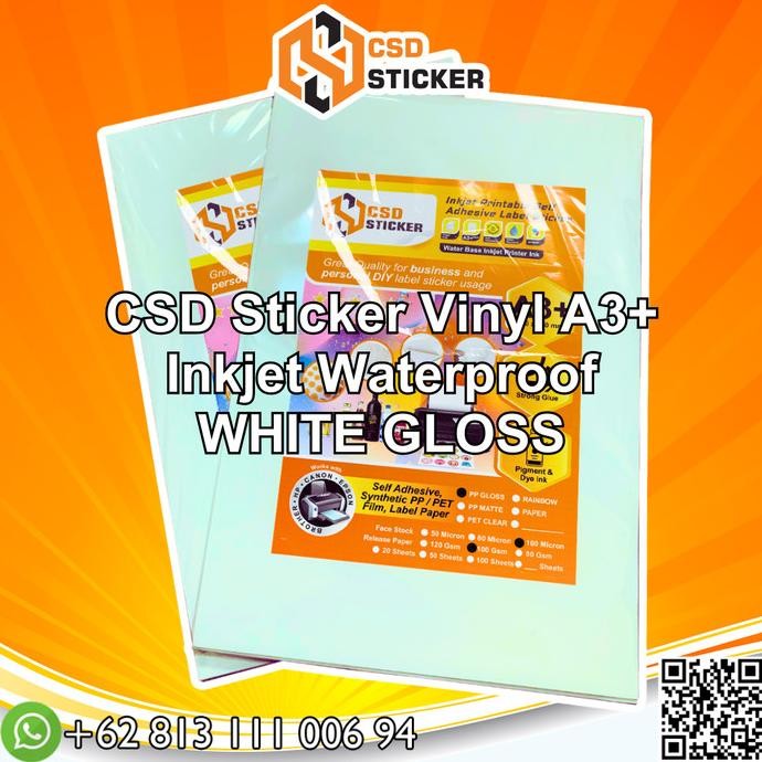 

TERBARU - CSD Sticker Vinyl Inkjet A3+ Stiker Label Waterproof Anti Air - PACK