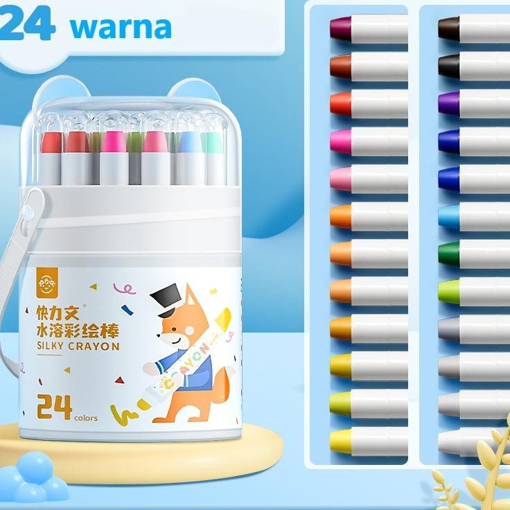 

Kuailiwen Washable Silky Crayon Isi 24 Warna Colorful Bucket Krayon Mewarnai Alat Warna Set Anak Wipe And Clean