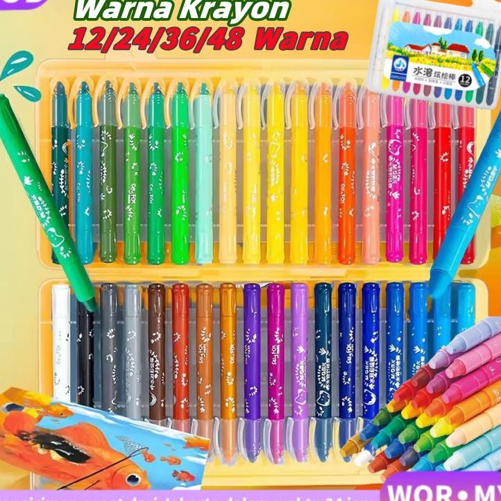 

WorMyCrayon Grasp Mata Sedang 12/36/48 Warna Krayon Lembut Water Soluble Crayon