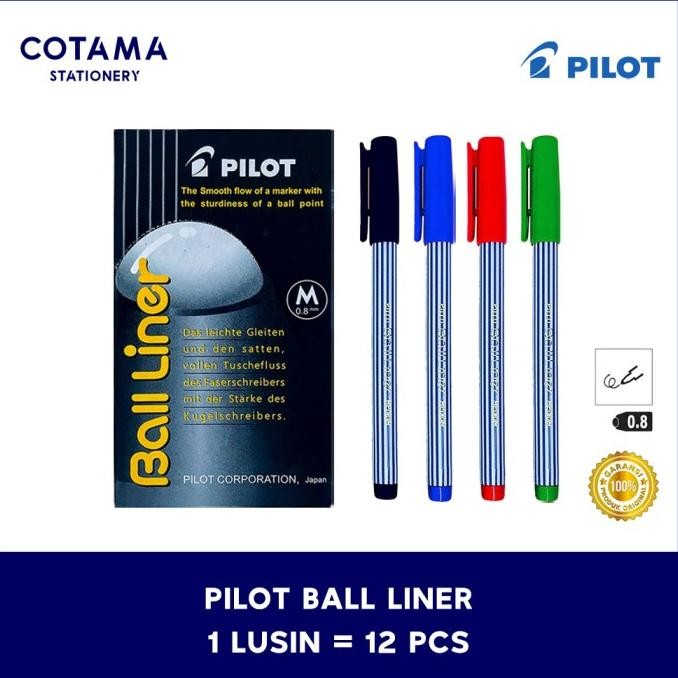 

Pulpen Pilot Balliner / Bolpoin Ball Liner 0.8 mm - 1 lusin isi 12 pcs