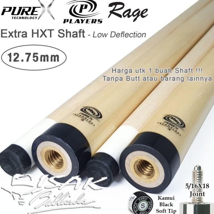 TERBARU - Extra Shaft 12.75mm PureX HXT Low Deflection Kepala Cue Stick Billiard
