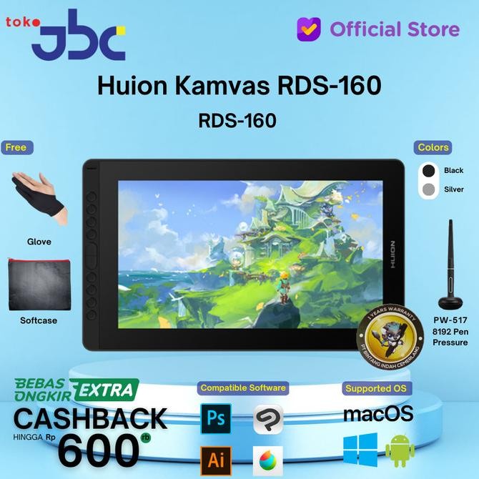 Huion Kamvas 16 (2021) L Drawing Display Tablet Huion Kamvas16 New Stok