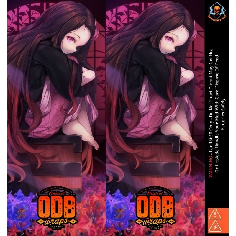 

*PromoGet2* Ambitionstore Stiker Wrap Baterai 18650 Nezuko V1 Series Pelindung Dan Penghias Untuk Segala Merek 5 Stiker Garskin HP/Case Custom COD