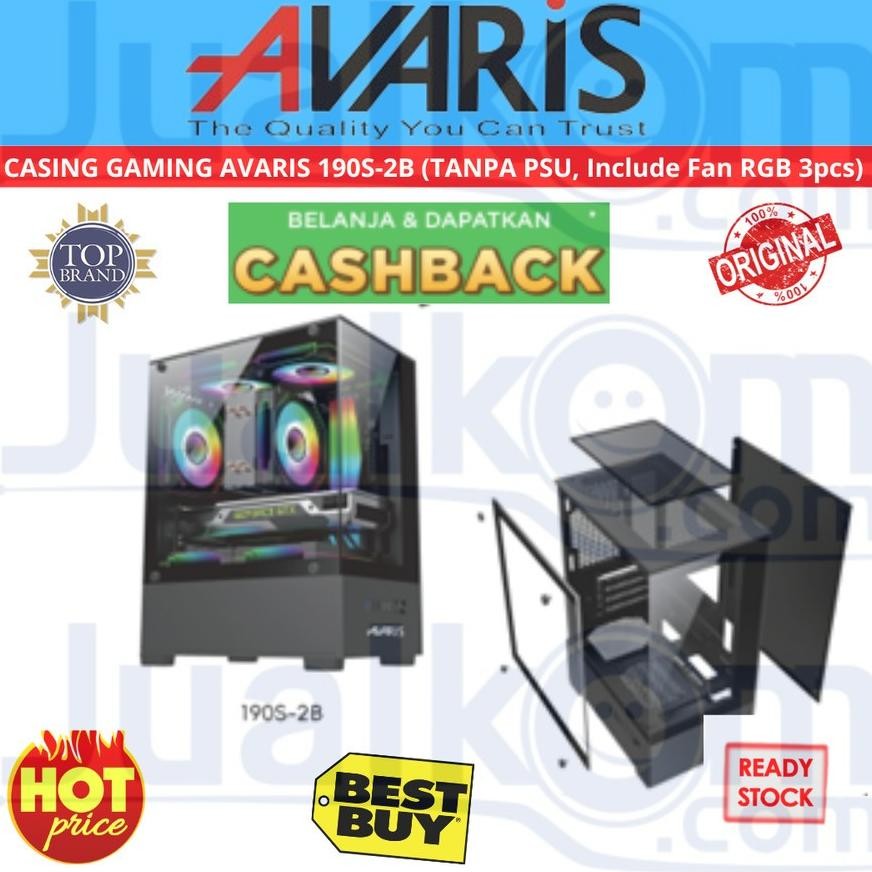Promo Casing Pc Gaming Case Avaris Free 3 Fan Rgb