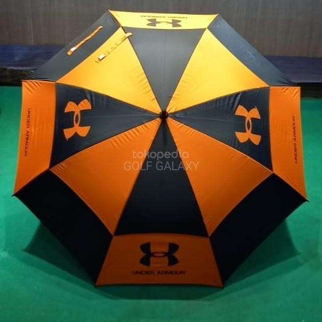 Payung Golf Under Armour Double Canopy-Hitam/Orange Co