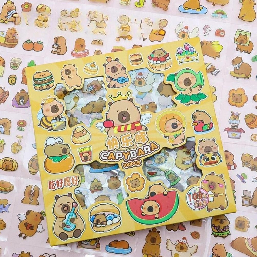 

bas-12 STICKER BOX CAPYBARA ISI 100 PCS stiker diy lucu Premium