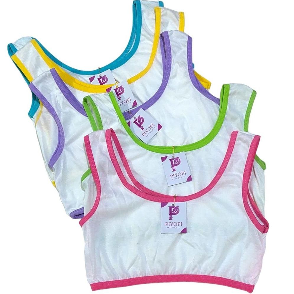 6Pcs Miniset Anak Cewek 100% Katun Bra Miniset Anak Remaja Tali Besar Tanpa Busa Miniset Motif Polos